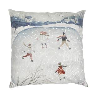 Kuddfodral VINTERVIKEN med barn som åker skridskor