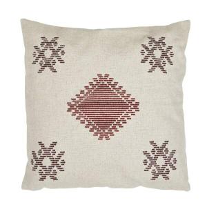 Kuddfodral IKE med broderat inka inspirerat mönster i rött och brunt