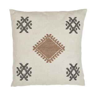 Kuddfodral IKE med broderat inka inspirerat mönster i brunt