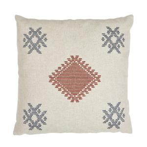 Kuddfodral IKE med broderat inka inspirerat mönster i rost och grått