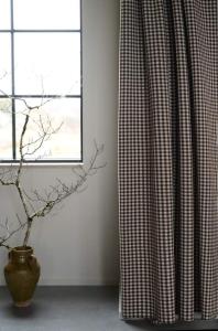 Gardin FREJA, smårutig i brunt och vitt