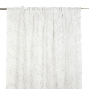 Gardin DENISE, extra bred och extra lång med broderat abstrakt mönster i Offwhite