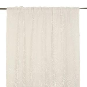 Gardin DENISE, extra bred och extra lång med broderat abstrakt mönster i linnefärg