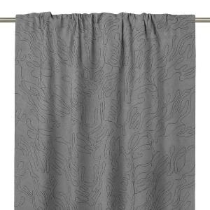 Gardin DENISE, extra lång med broderat abstrakt mönster i grått