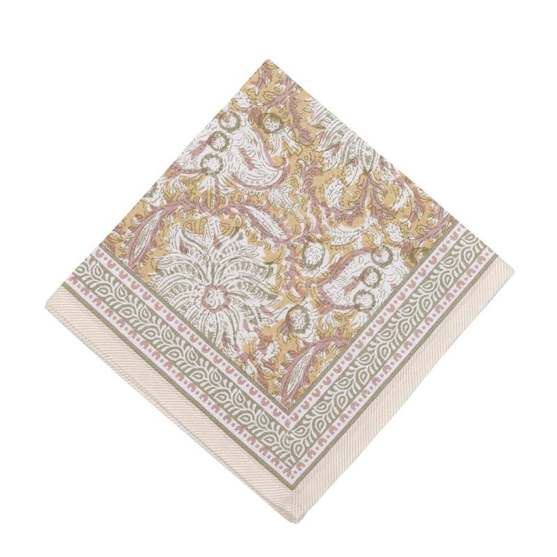 Servett, liten duk DANTE, blommig i gult med bård runt om