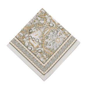 Servett, liten duk DANTE, blommig i grönt med bård runt om