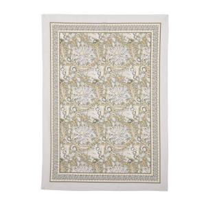 Kökshandduk DANTE, blommig i grönt med bård runt om