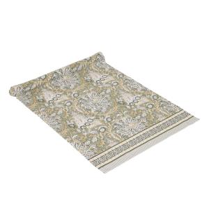 Bordslöpare DANTE, blommig i grönt med bård i kortsidorna