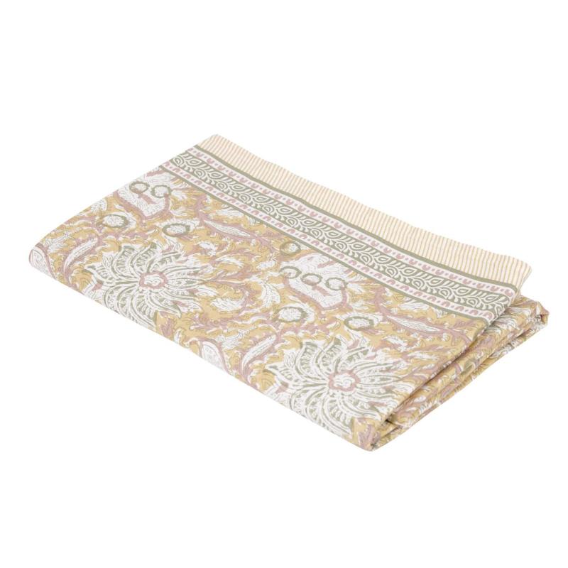 Duk DANTE blommig i gult med bård utmed med långsidorna