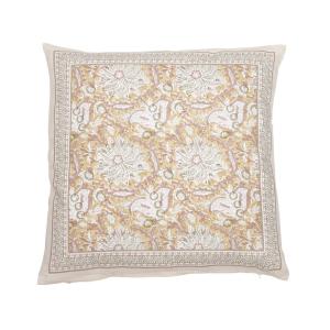 Kuddfodral DANTE, blommig i gult med bård runt om