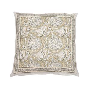 Kuddfodral DANTE, blommig i grönt med bård runt om