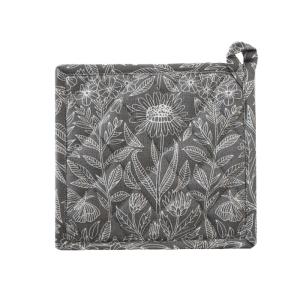 Grytlapp FLEUR 2-pack, blommigt, grå