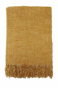 Pläd NELSON, ull med frans, guld