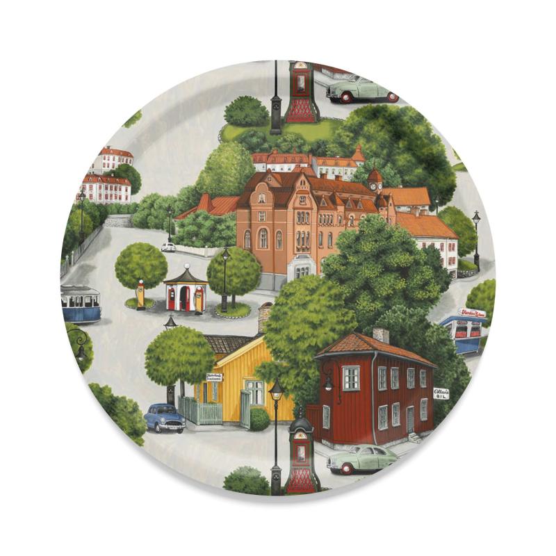 Bricka Sommarstad, en stad från förr, Stl. diameter 31 cm, multifärg