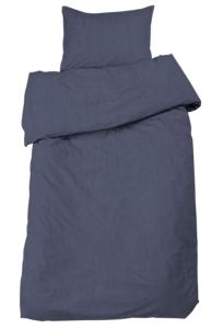 Bäddset ELTON, enfärgat vintage tvättat bäddset med jeans söm i marinblå