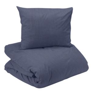 Bäddset ELTON, enfärgat vintage tvättat bäddset med jeans söm i marinblå