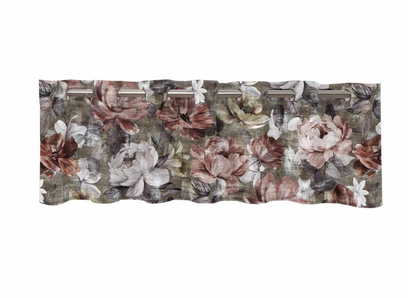 Gardinkappa PARIS rosor, oliv/terra