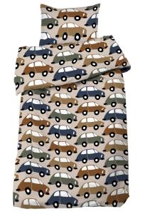 Bäddset BILAR spjälsäng i retrostil, linne