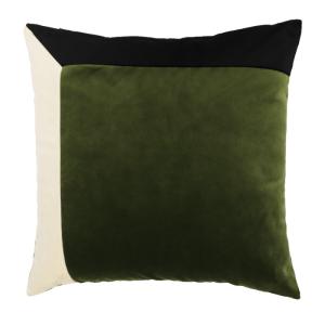 Kuddfodral CORNER i sammet, grafiskt mönster 45x45cm, grön