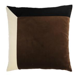 Kuddfodral CORNER i sammet, grafiskt mönster 45x45cm, brun