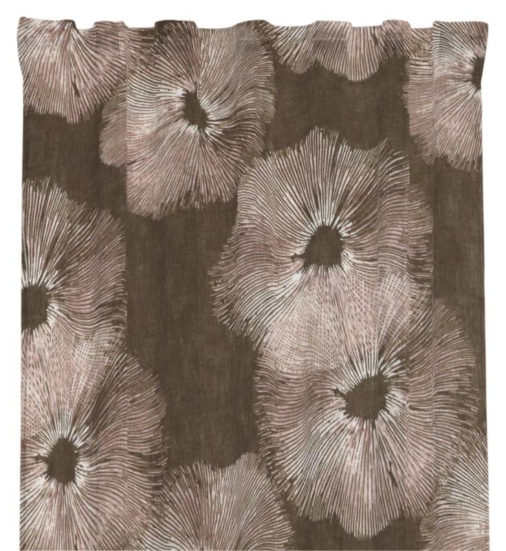 Gardinlängd FUNGUS 2x140x250cm, naturinspirerat blommönster, brun/ljung