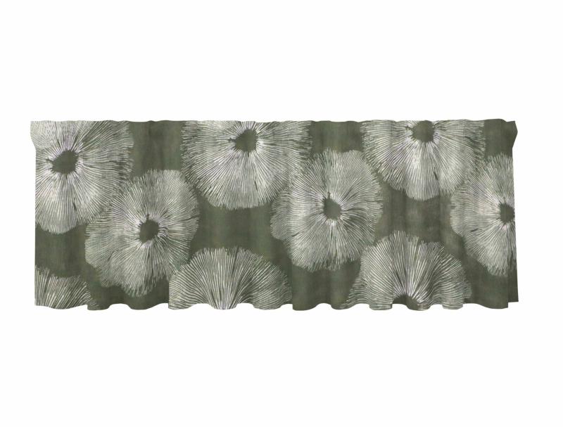 Gardinkappa FUNGUS 50x250cm, naturinspirerat blommönster, olivgrön