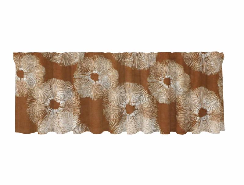Gardinkappa FUNGUS 50x250cm, naturinspirerat blommönster, cognac