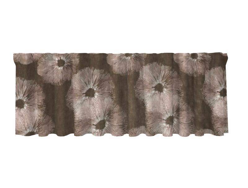 Gardinkappa FUNGUS 50x250cm, naturinspirerat blommönster, brun/lila