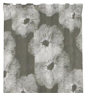 Gardinlängd FUNGUS 2x140x250cm, naturinspirerat blommönster, grå