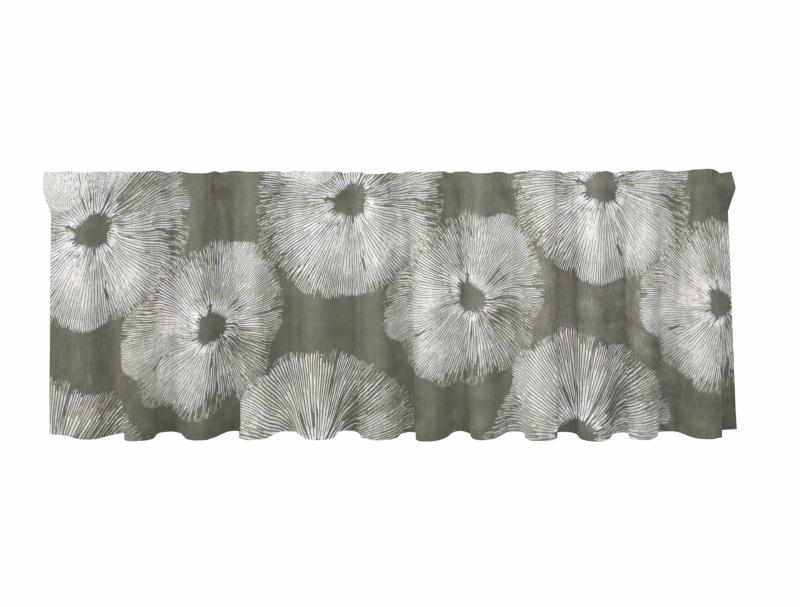 Gardinkappa FUNGUS 50x250cm, naturinspirerat blommönster, grå