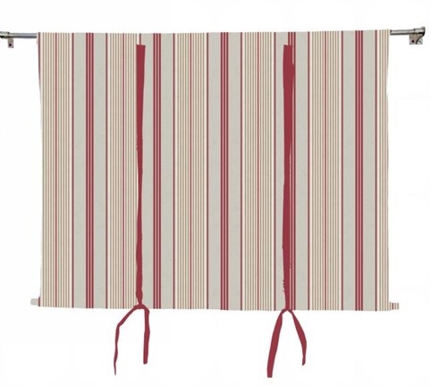 Hissgardin ULLA randig, röd/beige