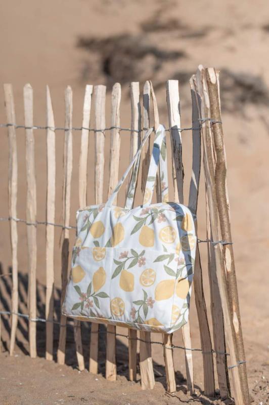 Tygväska, bärkasse AMALFI med gula citroner