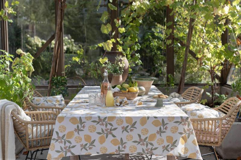 Duk AMALFI, extra lång med gula citroner