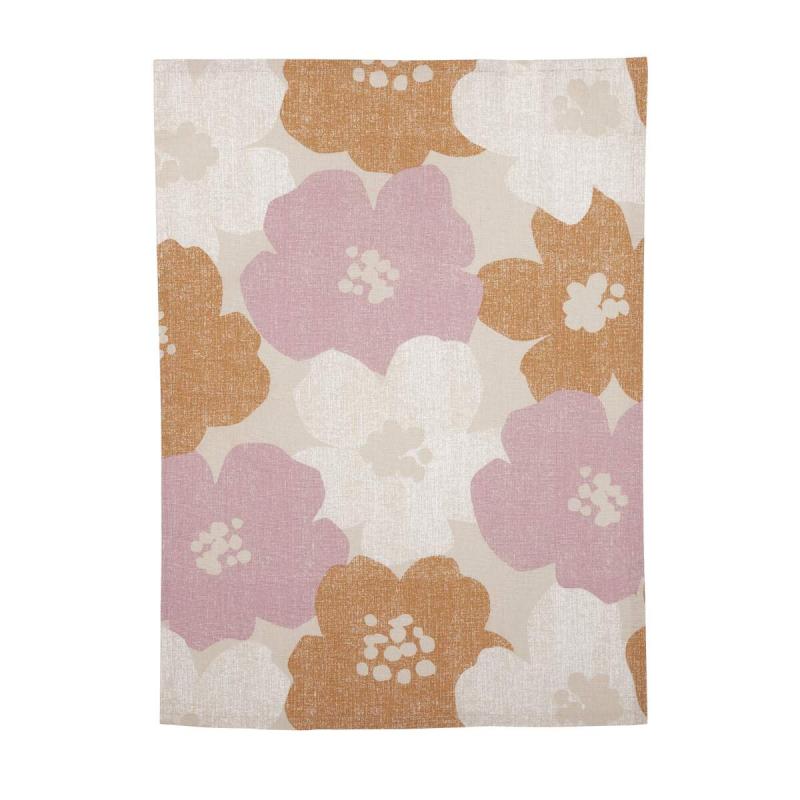 Kökshandduk LOTTA med stora blommor i retrostil i rosa och orange