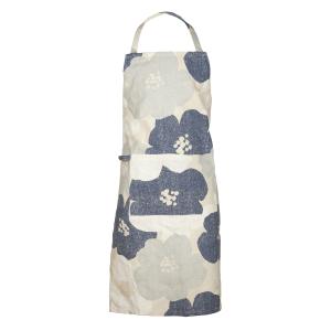 Förkläde LOTTA med stora blommor i retrostil i blått