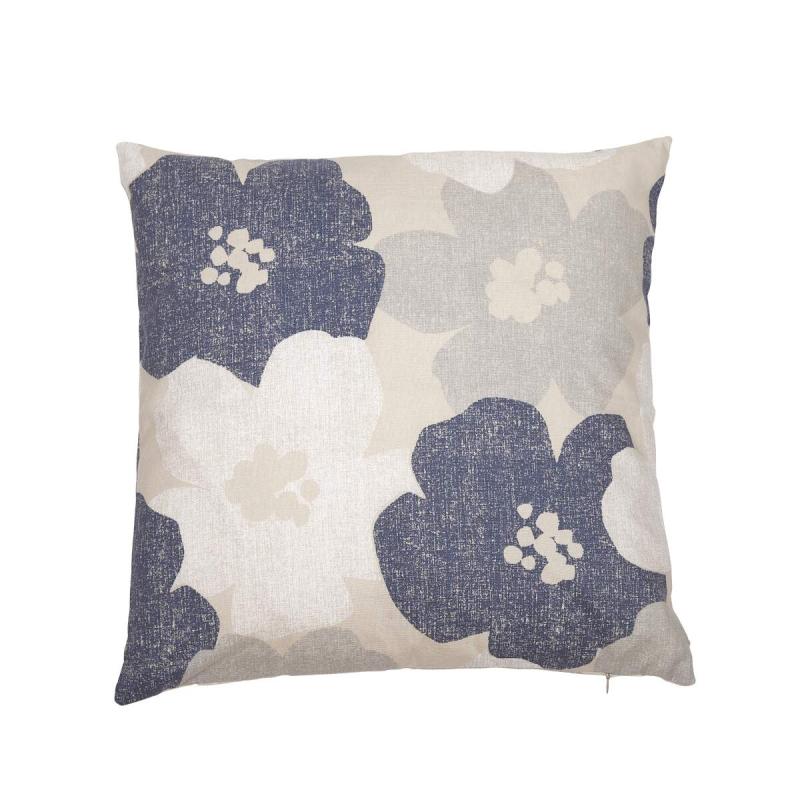 Kuddfodral LOTTA med stora blommor i retrostil i blått