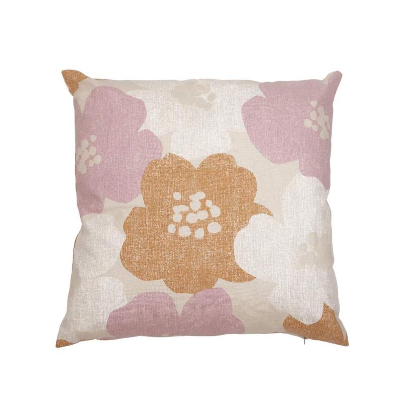 Kuddfodral LOTTA med stora blommor i retrostil i rosa och orange