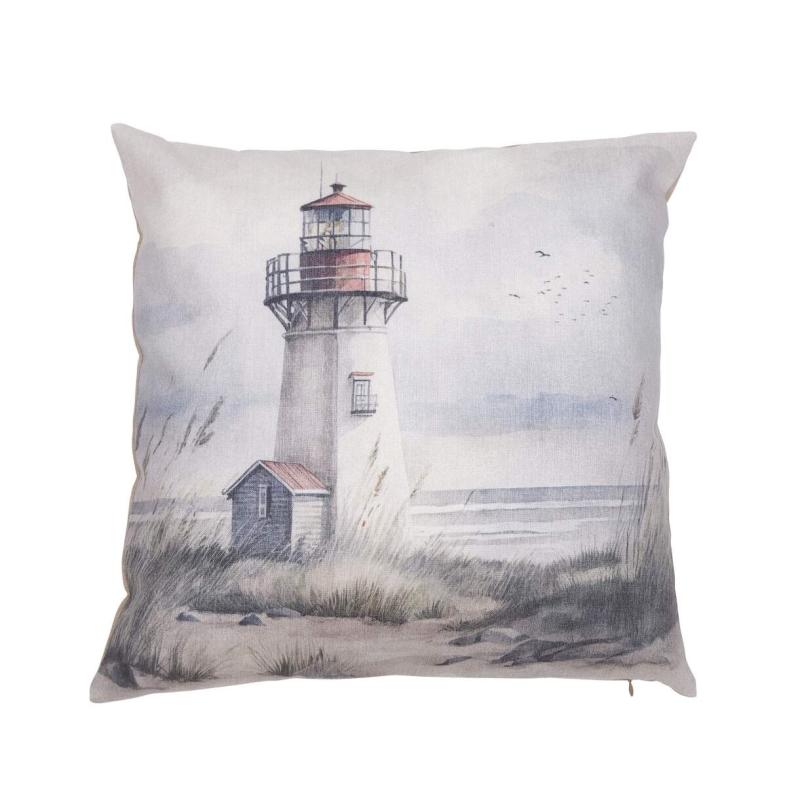 Kuddfodral FYR i marint tema med en fyr på stranden