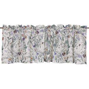 Gardinkappa VIOLA med violer och slingrande blad på offwhite bottenfärg