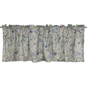 Gardinkappa VIOLA med violer och slingrande blad på grön bottenfärg
