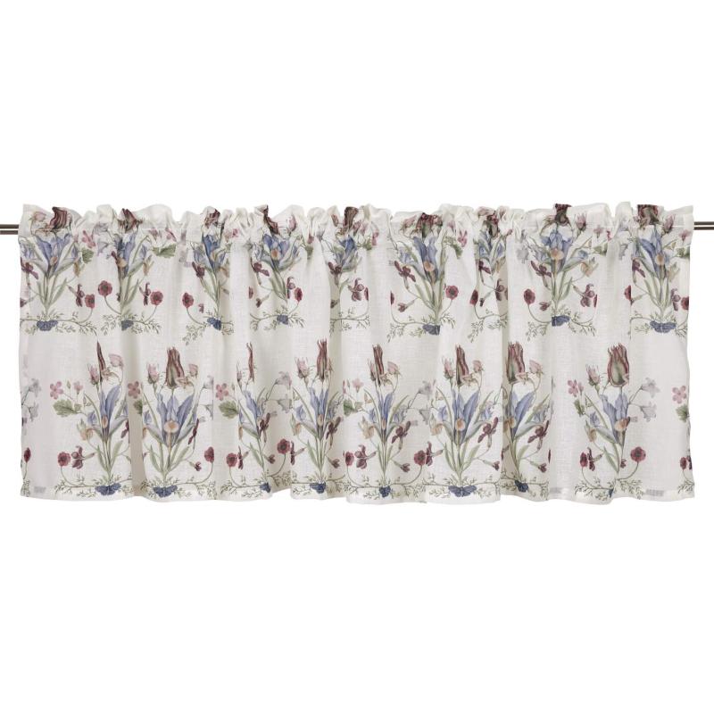 Gardinkappa VENDELA med blommor i bukettliknande mönster på offwhite bottenfärg