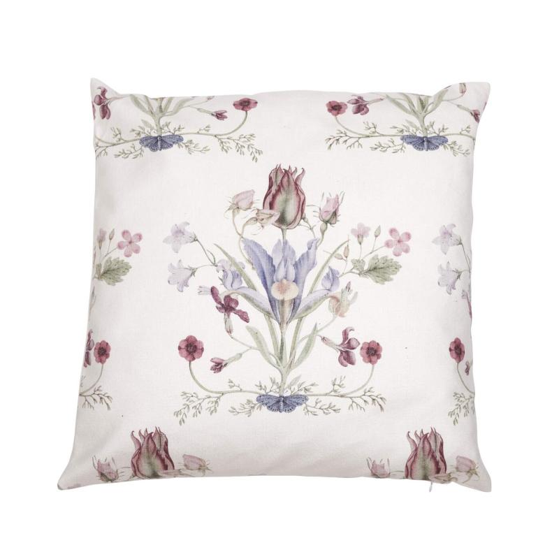 Kuddfodral VENDELA med blommor i bukettliknande mönster på offwhite bottenfärg