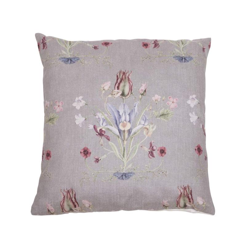 Kuddfodral VENDELA med blommor i bukettliknande mönster på sandfärgad botten