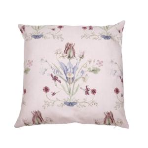 Kuddfodral VENDELA med blommor i bukettliknande mönster på rosa bottenfärg