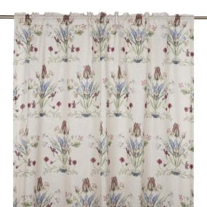 Gardin VENDELA med blommor i bukettliknande mönster på sandfärgad botten