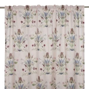 Gardin VENDELA med blommor i bukettliknande mönster på rosa bottenfärg