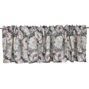 Gardinkappa PION med stora blommor, nougatbrun bottenfärg