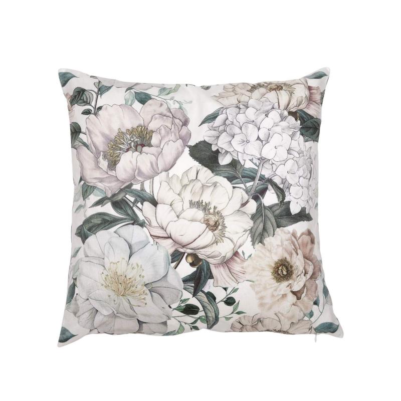 Kuddfodral PION med stora blommor, offwhite bottenfärg