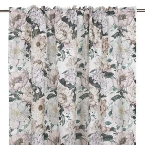 Gardin PION med stora blommor, offwhite bottenfärg