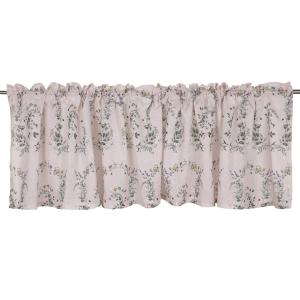 Gardinkappa SMULTRON med små blommor och smultron med rosa bottenfärg